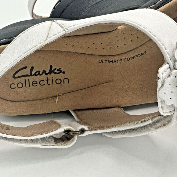 CLARKS Merliah Sheryl Leather White Flower Womens 6 Slingback Sandals Shoes - Picture 11 of 15